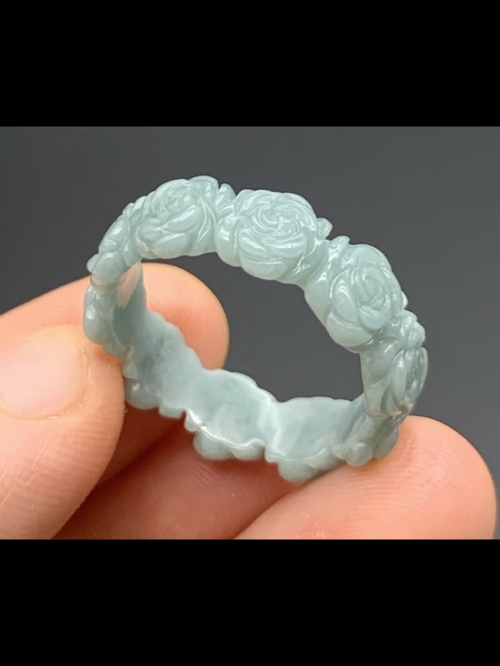 Elegant Certificate Jadeite Jade Light green Rose Flower Ring size10.25